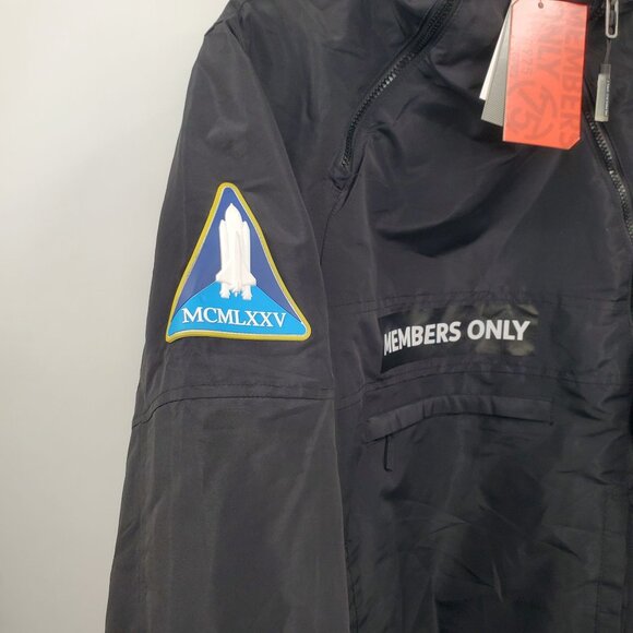 Members Only x NASA Black Anorak Jacket Men Size Medium NWT Oversized Fit FLAW - Picture 3 of 15